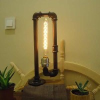 Table Lamp Lampshade Lighting Industrial Pipe Arabuar Wired