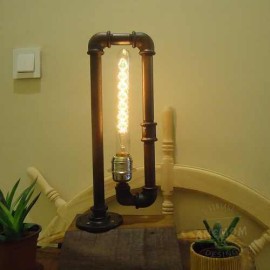 Table Lamp Lampshade Lighting Industrial Pipe Arab..