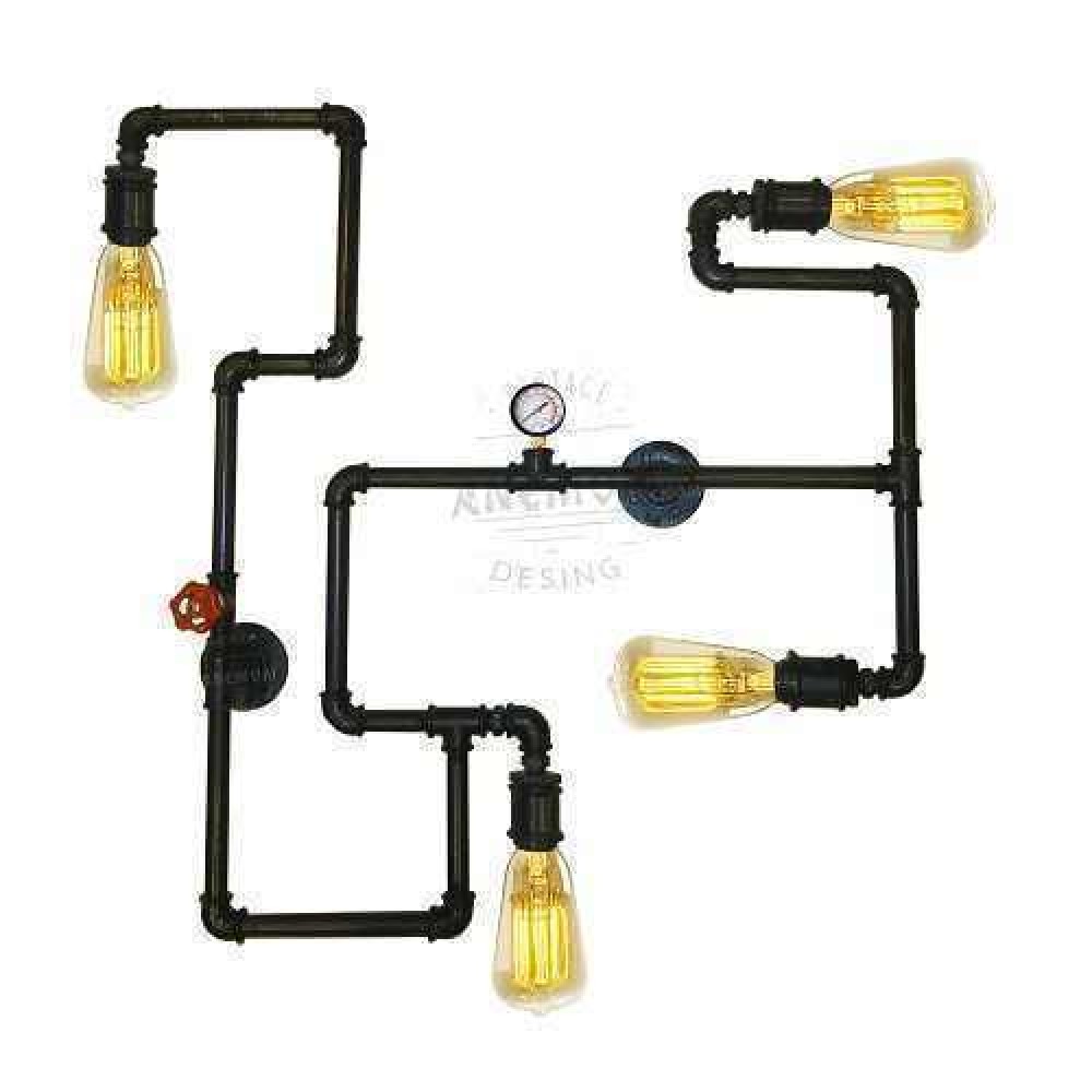 Sconce Labyrinth Retro Gothic Style Water Pipe Manometer Four Caps
