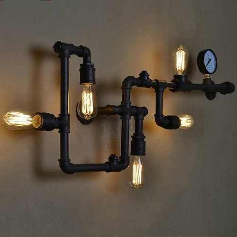Sconce Retro Gothic Style Water Pipe Manometer Five Bulb Blind Plug