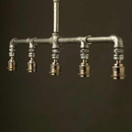 Chandelier Five-Bulb Gothic Style Water Pipe