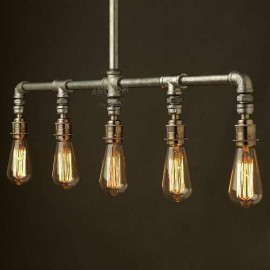 Chandelier Five-Bulb Gothic Style Water Pipe