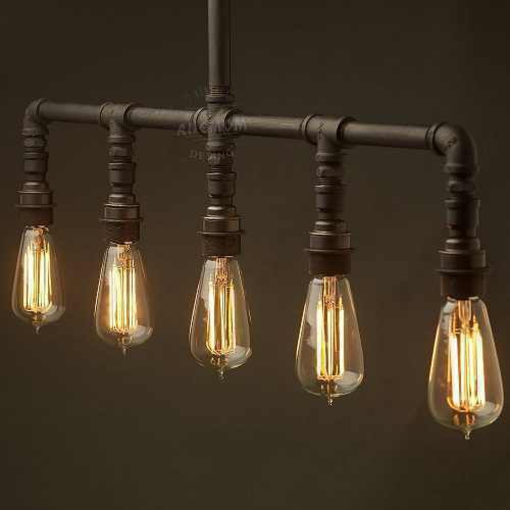 Chandelier Five-Bulb Gothic Style Water Pipe
