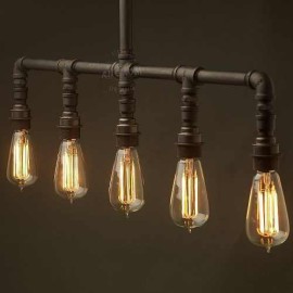 Chandelier Five-Bulb Gothic Style Water Pipe