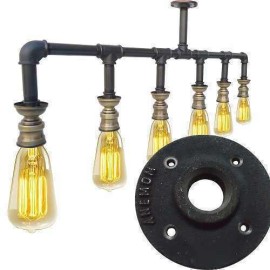 Chandelier Antique Lampholder with Six Bulbs Gothic Style Water Pipe Carbon Steel Casting Flange