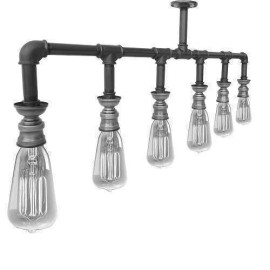 Chandelier Antique Lampholder with Six Bulbs Gothic Style Water Pipe Carbon Steel Casting Flange