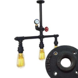 Chandelier Triple Gothic Style Water Pipe Carbon Steel Casting Flange Stop Valve with Manometer