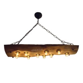 Chandelier Walnut Wood Edison Rustic with Bulb