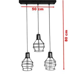 Chandelier Pendant Lamp Retro Style Metal with Three Copper Lampholders