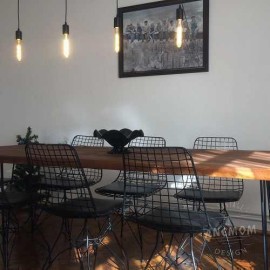 Table Spruce Pine Wood Hairpin Leg Iron Chair