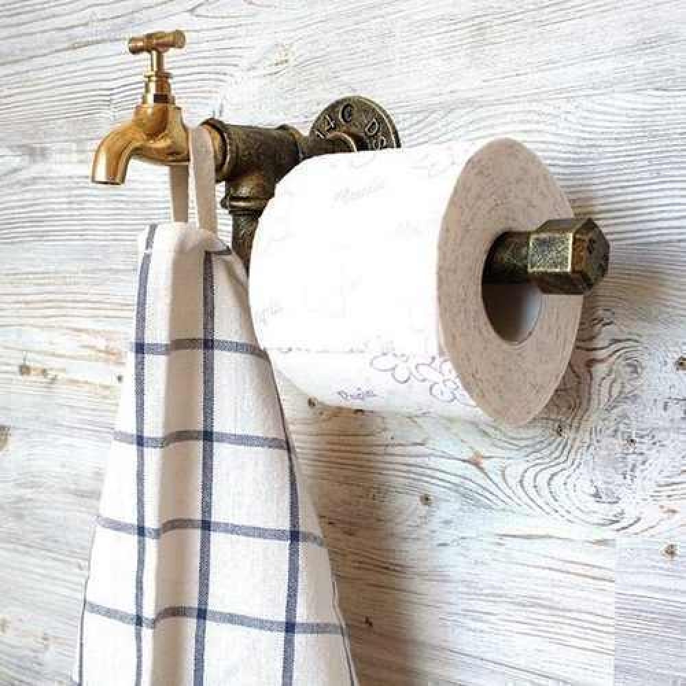 Bathroom Toilet Paper Towel Holder Industrial Pipe Gothic Style