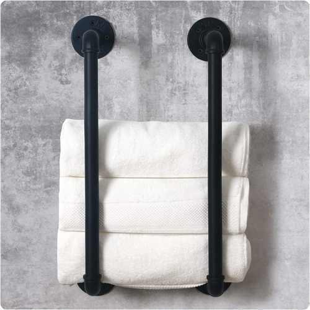 Decorative Towel Holder Industrial Water Pipe Black Color Bathroom Accessories