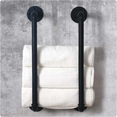 Decorative Towel Holder Industrial Water Pipe Black Color Bathroom Accessories