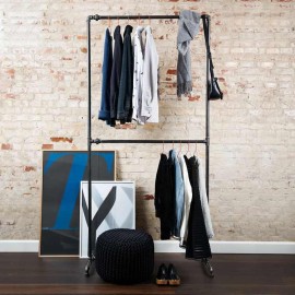 Elbise Askısı İki Bölümlü Metal Boru Vintage Tarz