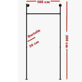 Store Clothes Hanger Vintage Style Metal Pipe Single Section Wall Mounted