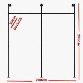 Store Clothes Hanger Vintage Style Metal Pipe Two Section Wall Mounted