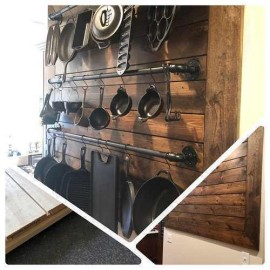 Retro Rustic Kitchen Cast Iron Pan Hanger 150cm