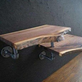 Rustic Retro Shelf Legs Industrial and Modern Wall Shelf Walnut Wood